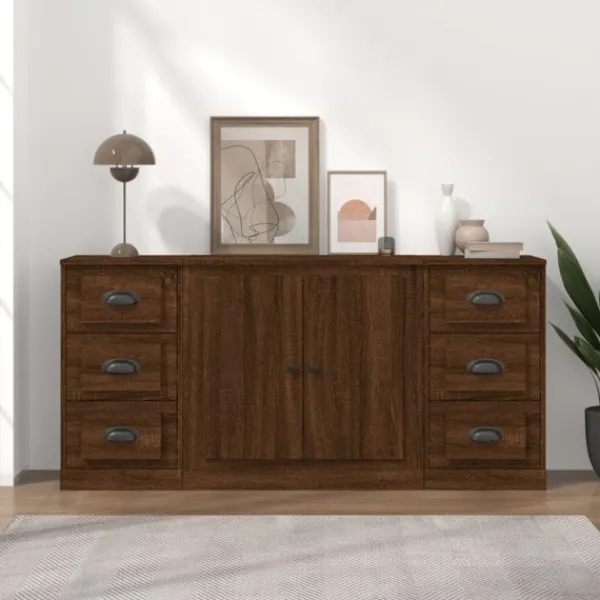 vidaXL Sideboards>Skänkar 3 st ek konstruerat trä