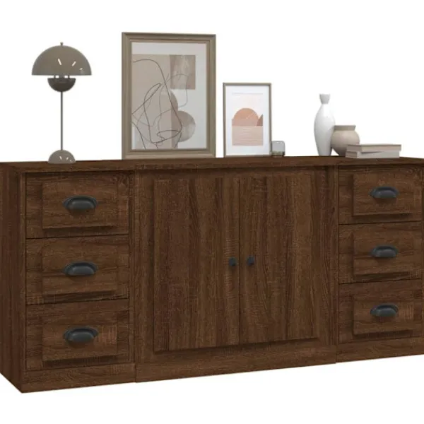 vidaXL Sideboards>Skänkar 3 st ek konstruerat trä