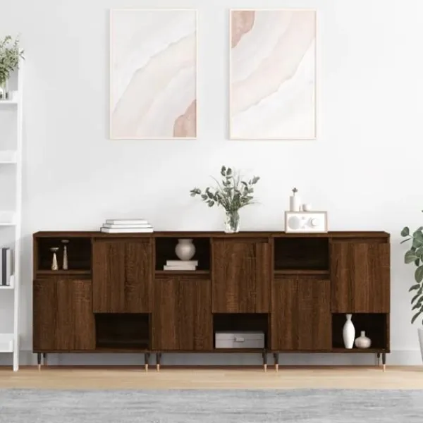 vidaXL Sideboards>Skänkar 3 st ek konstruerat trä