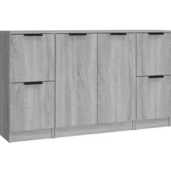 vidaXL Sideboards>Skänkar 3 st sonoma konstruerat trä
