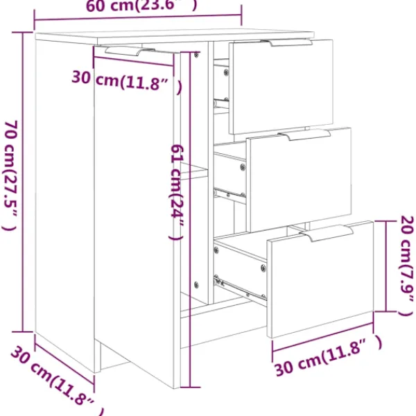 vidaXL Sideboards>Skänkar 2 st 60x30x70 cm konstruerat trä