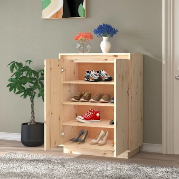 vidaXL Skåp>Skoskåp 60x35x80 cm massiv furu
