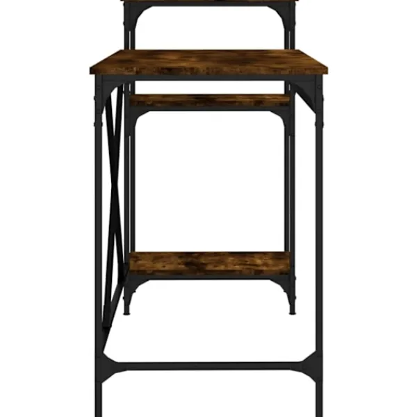 vidaXL Kontorsmöbler>Skrivbord m. hyllor rökfärgad 135x50x90cm konstruerat trä&järn