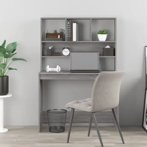 vidaXL Kontorsmöbler>Skrivbord med hyllor sonoma 102x45x148cm konstruerat trä