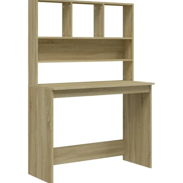 vidaXL Kontorsmöbler>Skrivbord med hyllor sonoma-ek 102x45x148 cm konstruerat trä
