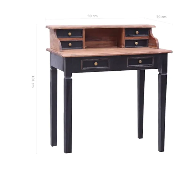 vidaXL Kontorsmöbler>Skrivbord med lådor 90x50x101 cm massivt mahognyträ