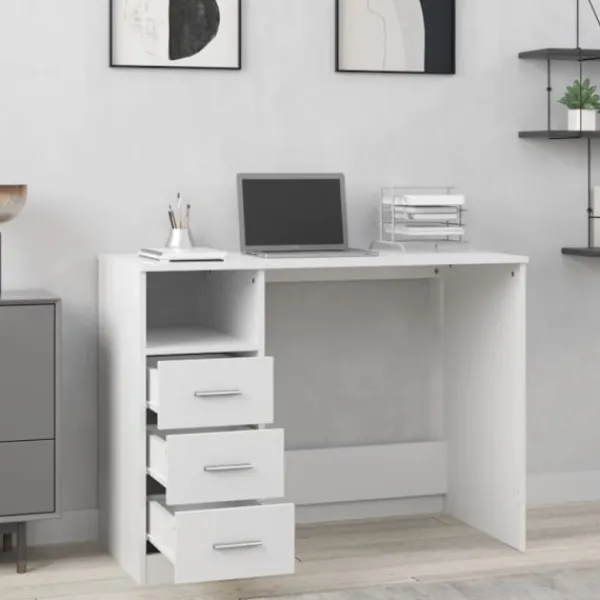 vidaXL Kontorsmöbler>Skrivbord med lådor 102x50x76 cm konstruerat trä