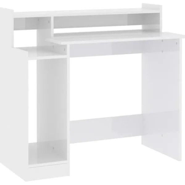vidaXL Kontorsmöbler>Skrivbord med LED högglans 97x45x90 cm konstruerat trä
