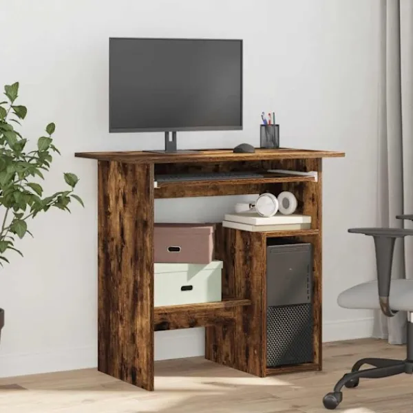 vidaXL Kontorsmöbler>Skrivbord rökfärgad ek 80x45x74 cm konstruerat trä