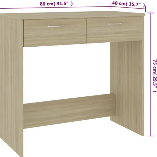 vidaXL Kontorsmöbler>Skrivbord sonoma-ek 80x40x75 cm konstruerat trä