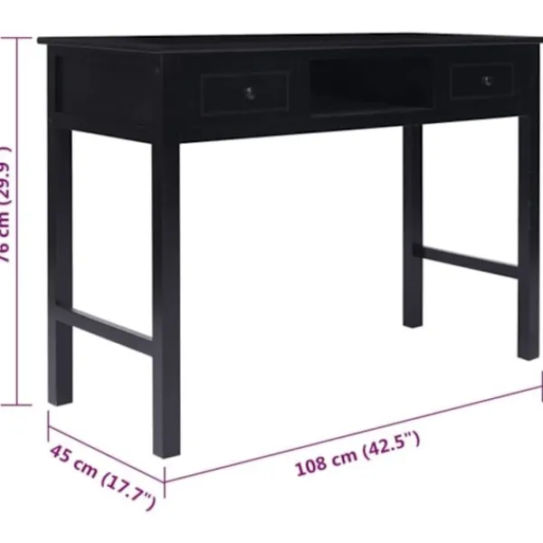 vidaXL Kontorsmöbler>Skrivbord 108x45x76 cm massivt kejsarträ