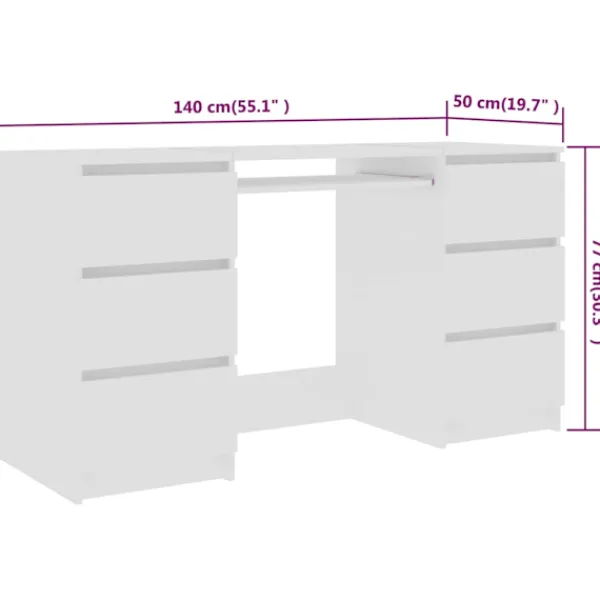 vidaXL Kontorsmöbler>Skrivbord 140x50x77 cm konstruerat trä
