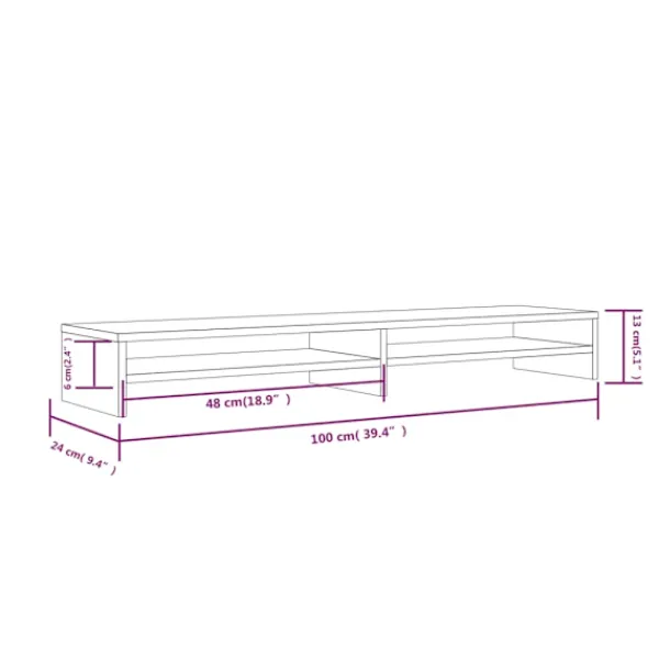 vidaXL Hyllor>Skärmställ 100x24x13 cm massiv furu