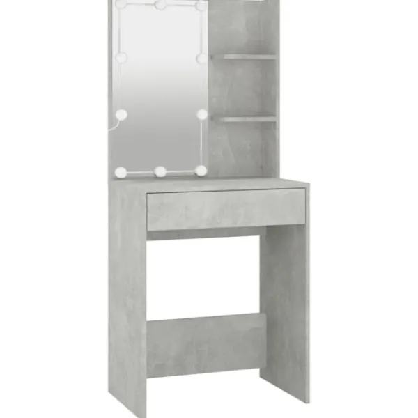 vidaXL Sminkbord>Sminkbord med LED betong 60x40x140 cm