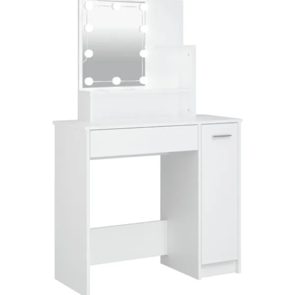 vidaXL Sminkbord>Sminkbord med LED 86,5x35x136 cm