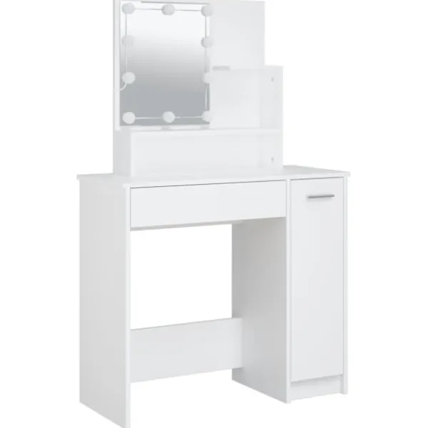 vidaXL Sminkbord>Sminkbord med LED 86,5x35x136 cm