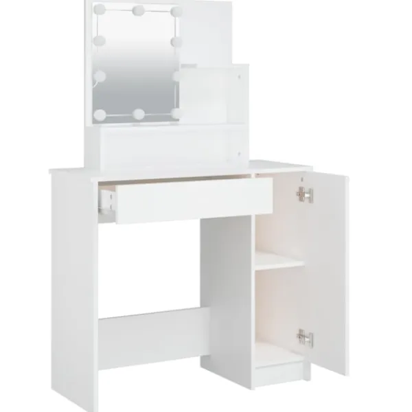 vidaXL Sminkbord>Sminkbord med LED 86,5x35x136 cm