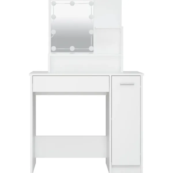 vidaXL Sminkbord>Sminkbord med LED 86,5x35x136 cm