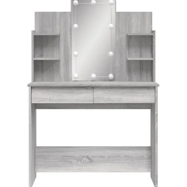 vidaXL Sminkbord>Sminkbord med LED sonoma 96x40x142 cm