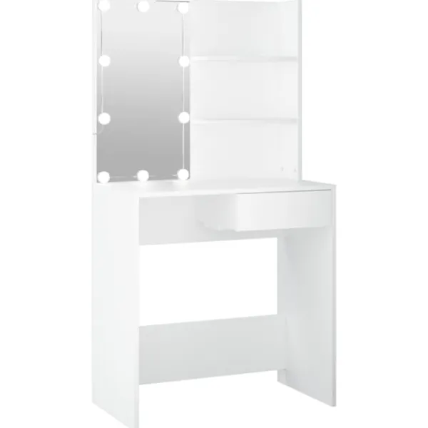 vidaXL Sminkbord>Sminkbord med LED 74,5x40x141 cm