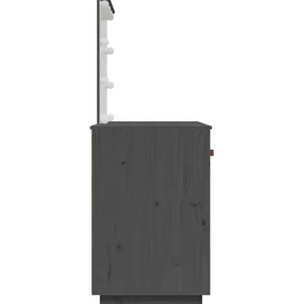 vidaXL Sminkbord>Sminkbord med LED 95x50x133,5 cm massiv furu