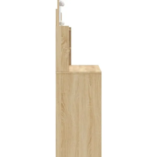 vidaXL Sminkbord>Sminkbord med LED sonoma-ek 96x40x142 cm