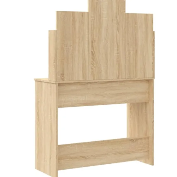 vidaXL Sminkbord>Sminkbord med LED sonoma-ek 96x40x142 cm
