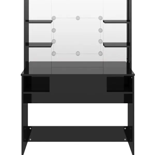 vidaXL Sminkbord>Sminkbord med LED-belysning 100x40x135 cm MDF glänsande