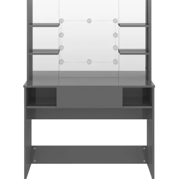 vidaXL Sminkbord>Sminkbord med LED-belysning 100x40x135 cm MDF