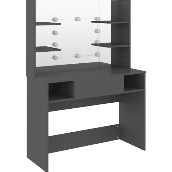 vidaXL Sminkbord>Sminkbord med LED-belysning 100x40x135 cm MDF