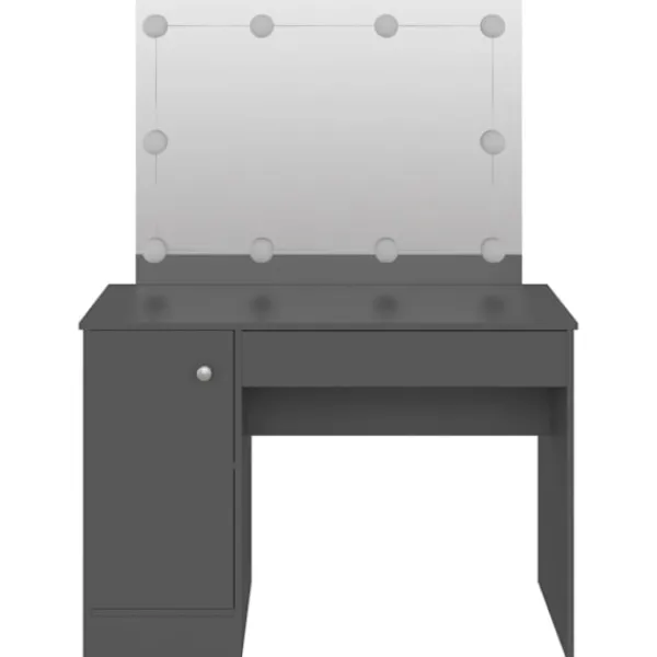 vidaXL Sminkbord>Sminkbord med LED-belysning 110x55x145 cm MDF