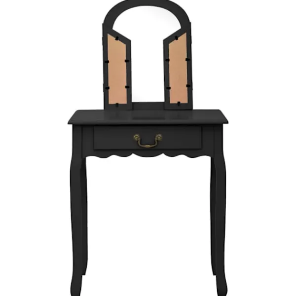 vidaXL Sminkbord>Sminkbord med pall 65x36x128 cm kejsarträ MDF