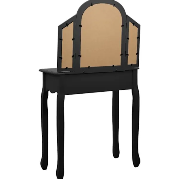vidaXL Sminkbord>Sminkbord med pall 65x36x128 cm kejsarträ MDF