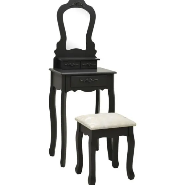 vidaXL Sminkbord>Sminkbord med pall 50x59x136 cm paulowniaträ