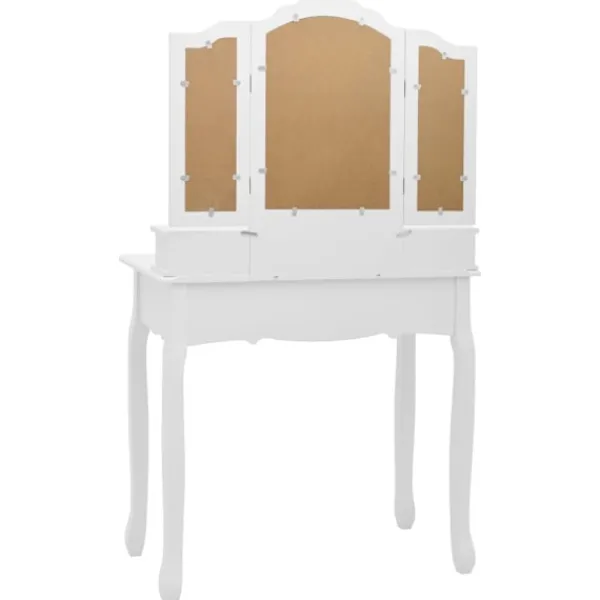 vidaXL Sminkbord>Sminkbord med pall 80x69x141 cm paulowniaträ