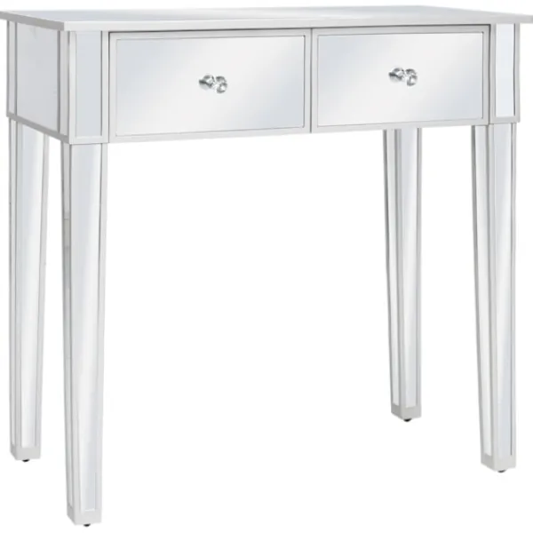 vidaXL Sminkbord>Sminkbord med pall spegellådor MDF och glas