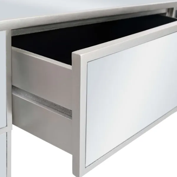 vidaXL Sminkbord>Sminkbord med pall spegellådor MDF och glas