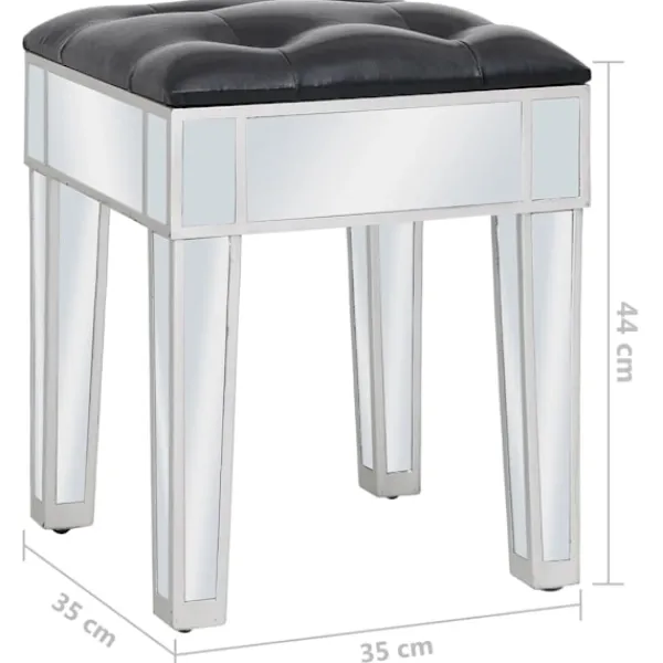 vidaXL Sminkbord>Sminkbord med pall spegellådor MDF och glas