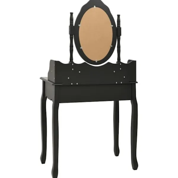 vidaXL Sminkbord>Sminkbord med pall 75x69x140 cm paulowniaträ