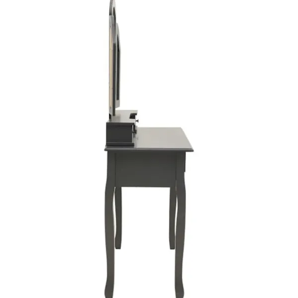 vidaXL Sminkbord>Sminkbord med pall 100x40x146 cm paulowniaträ