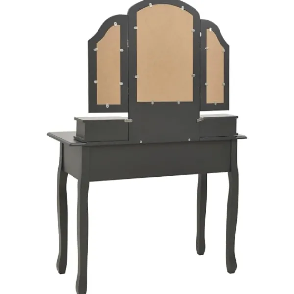 vidaXL Sminkbord>Sminkbord med pall 100x40x146 cm paulowniaträ