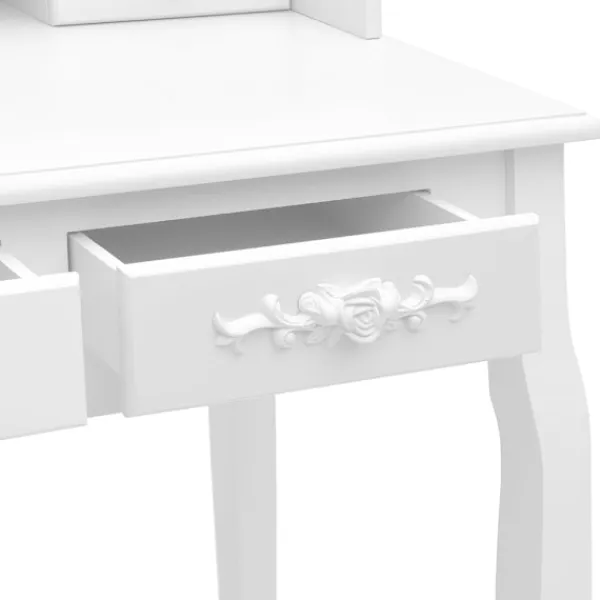 vidaXL Sminkbord>Sminkbord med pall 75x69x140 cm paulowniaträ