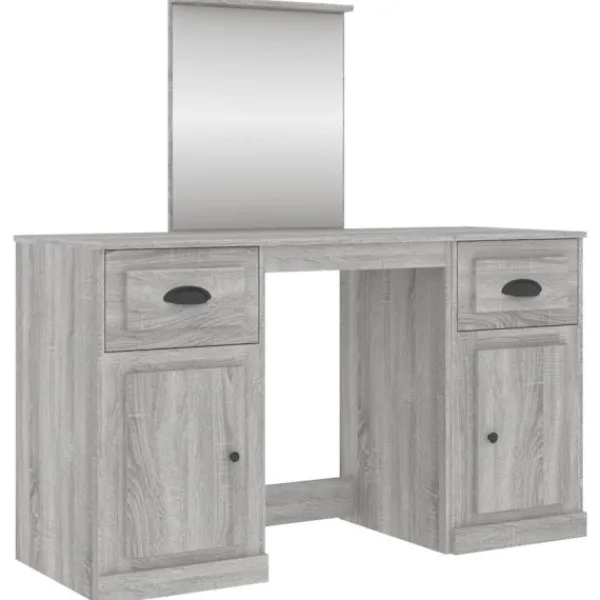 vidaXL Sminkbord>Sminkbord med spegel sonoma 130x50x132,5 cm