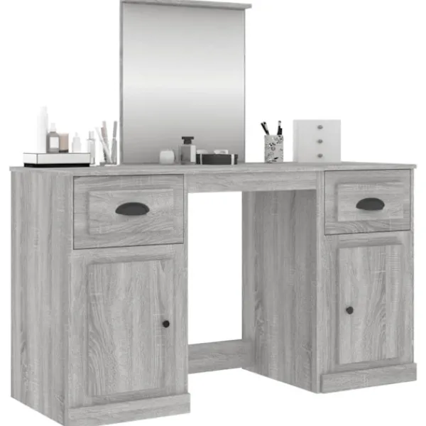 vidaXL Sminkbord>Sminkbord med spegel sonoma 130x50x132,5 cm