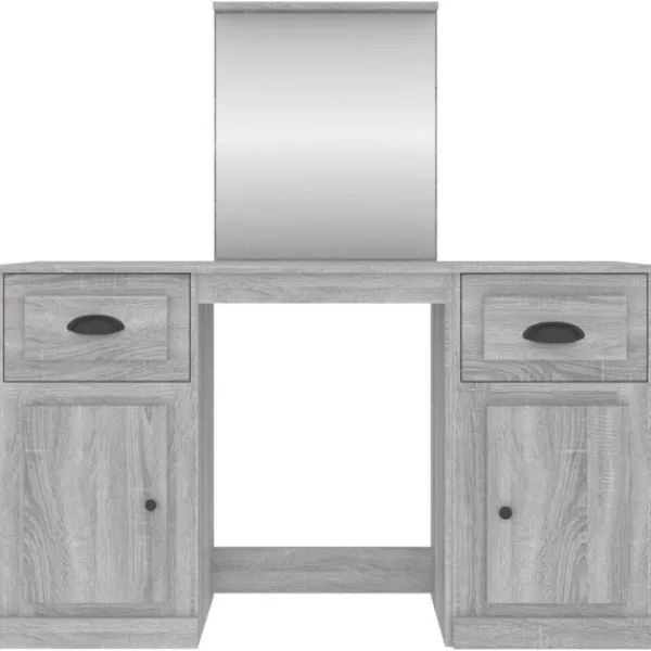 vidaXL Sminkbord>Sminkbord med spegel sonoma 130x50x132,5 cm