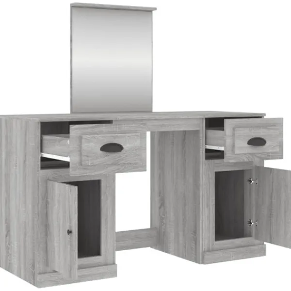 vidaXL Sminkbord>Sminkbord med spegel sonoma 130x50x132,5 cm
