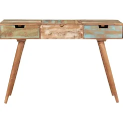 vidaXL Sminkbord>Sminkbord med spegel 112x45x76 cm massivt återvunnet trä