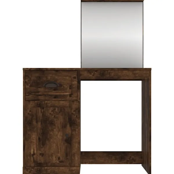 vidaXL Sminkbord>Sminkbord med spegel rökfärgad ek 90x50x132,5cm konstruerat trä