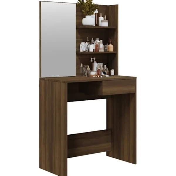 vidaXL Sminkbord>Sminkbord med spegel ek 74,5x40x141 cm