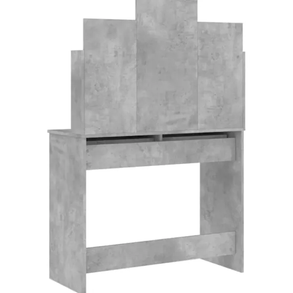 vidaXL Sminkbord>Sminkbord med spegel betong 96x39x142 cm